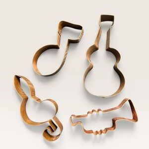 Vintage Copper Music Notes and Instruments Cookie Cutter Set - 4 Piece